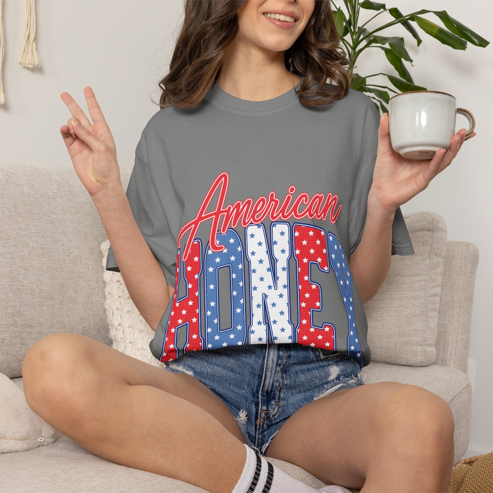 American Honey T-Shirt — Patriotic Red, White & Blue Graphic Tee