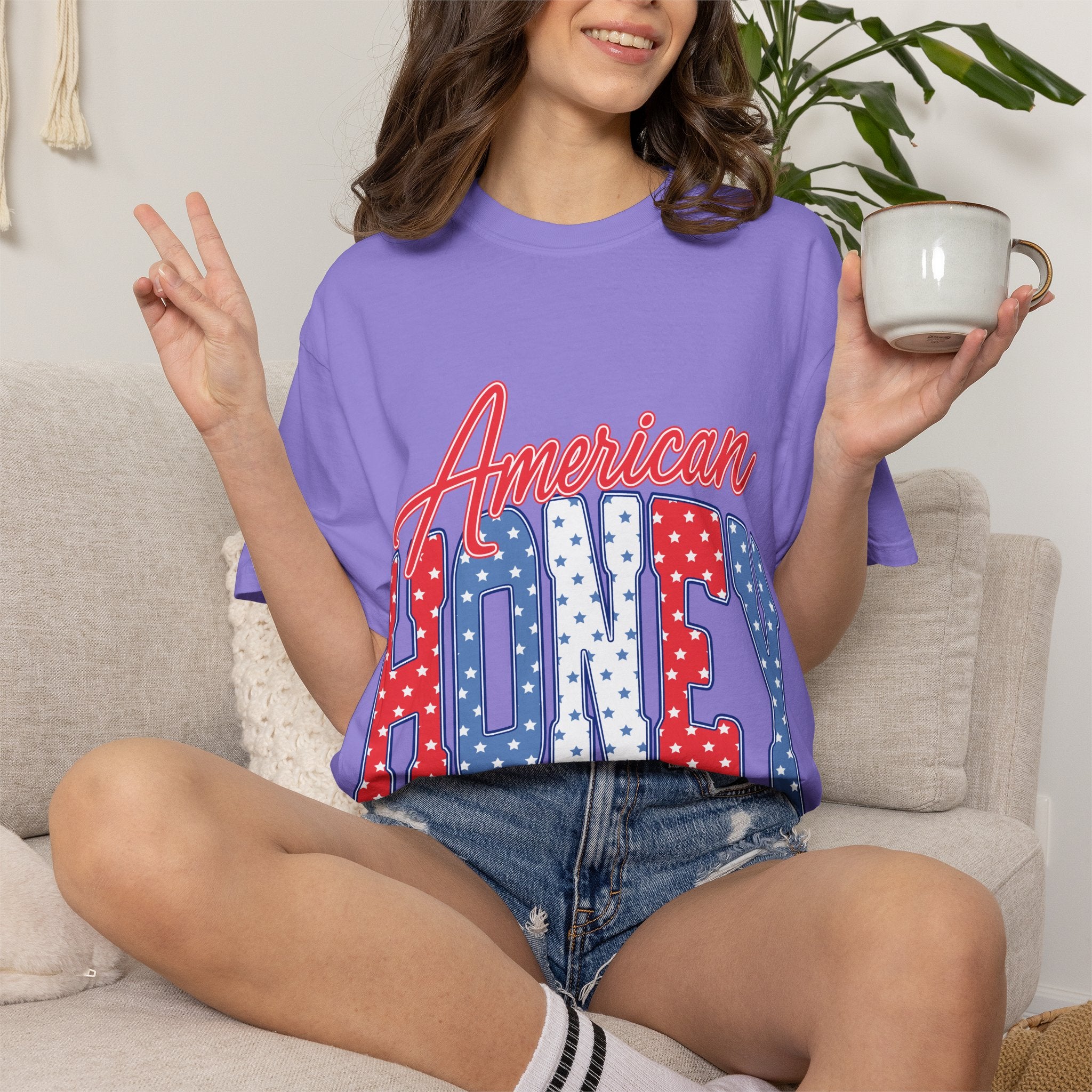 American Honey T-Shirt — Patriotic Red, White & Blue Graphic Tee