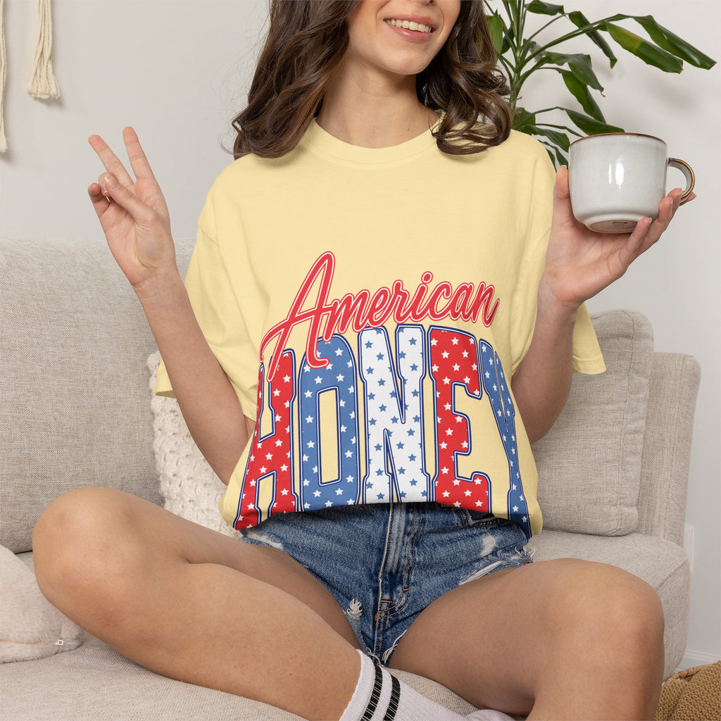 American Honey T-Shirt — Patriotic Red, White & Blue Graphic Tee