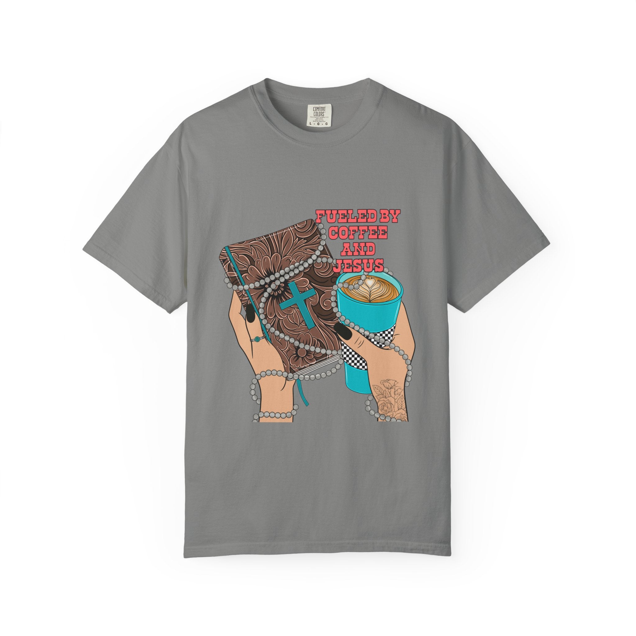 T-Shirt — "Fueled by coffee and Jesus