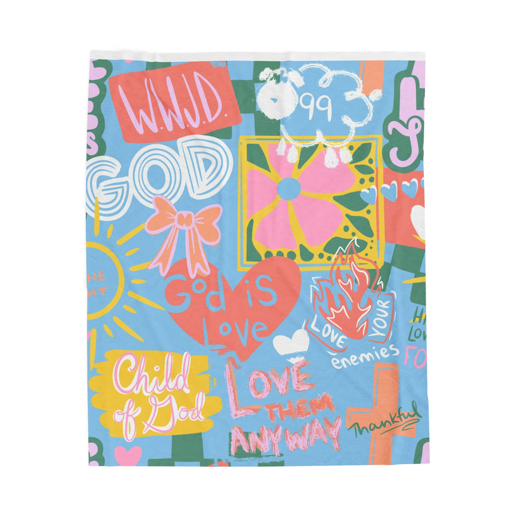 Velveteen Plush throw blanket — 'God is Love' Inspirational